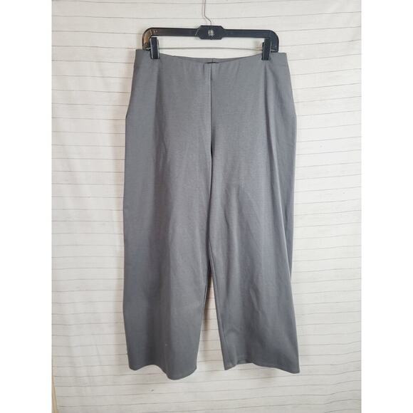 EILEEN FISHER WIDE LEG CROPPED KNIT PANTS IN GRAY, SZ MEDIUM - Picture 15 of 16